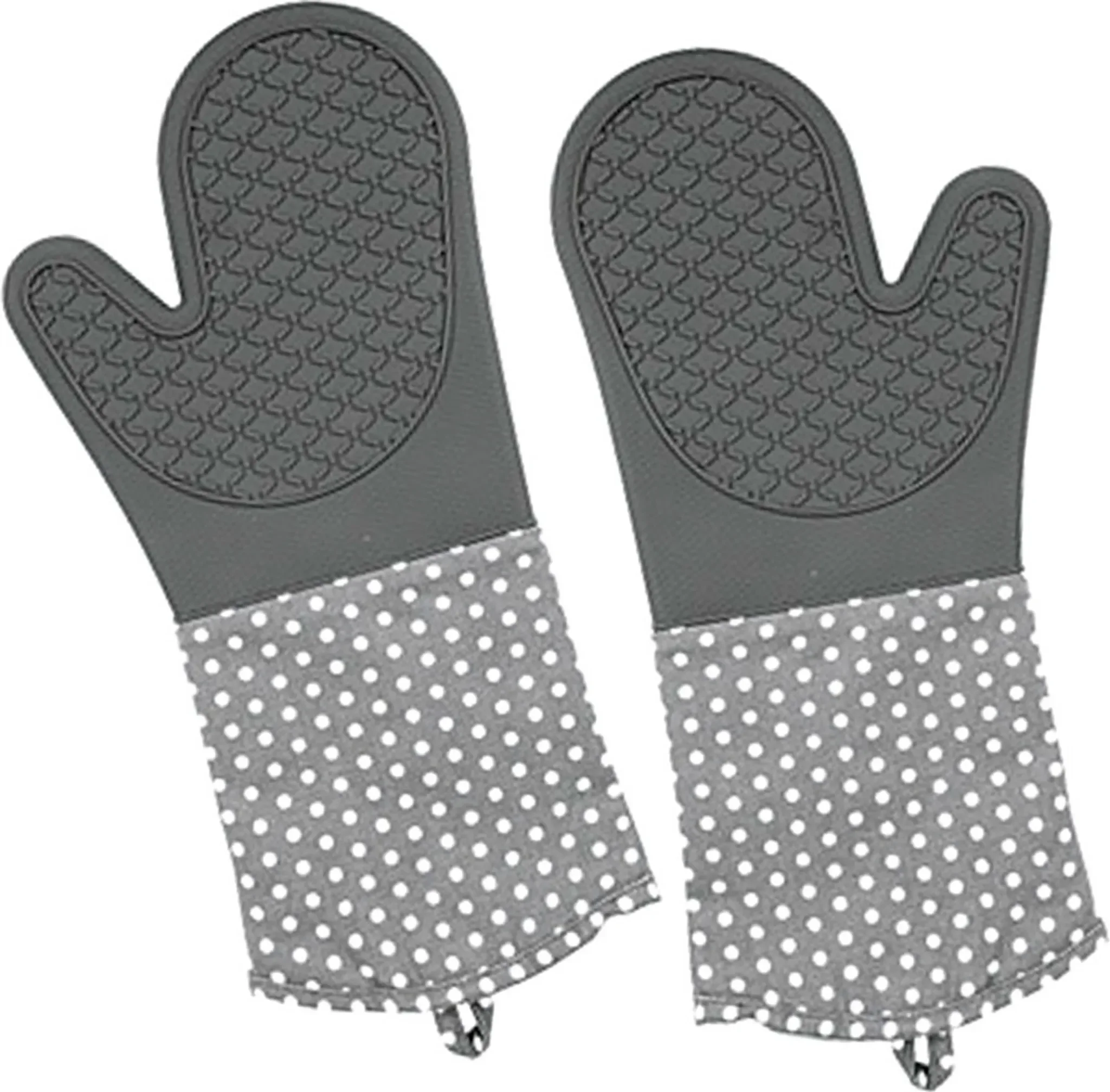 WENKO – Topfhandschuhe / Ofenhandschuhe aus Silikon & Baumwolle – Grau (1 Paar)